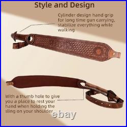 Tourbon Vintage Leather Rifle Sling Gun Carry Strap Shooting Rest+ Pair Swivels