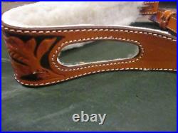Triple K Style 300 Krasne's 3 Finger padded tooled carve leather Rifle Sling NOS