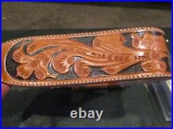 Triple K Style 300 Krasne's 3 Finger padded tooled carve leather Rifle Sling NOS