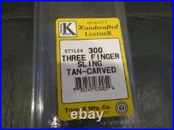 Triple K Style 300 Krasne's 3 Finger padded tooled carve leather Rifle Sling NOS