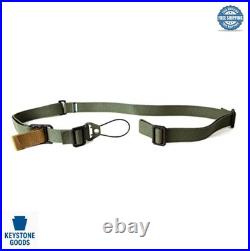 Two Point Adjustable Rifle Sling 44 to 55 Inch OD Green Nylon Webbing Tactical