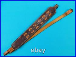 US Pathfinder Tooled and Stitched Padded Leather Rifle Sling With Swivels