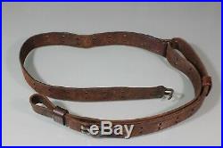 US WW1 WW2 Unmarked Brown Leather M1903 Garand Leather Rifle Sling S21