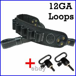USA 12 GA Leather Rifle Buttstock Gun Shell Holder and Canvas Rifle Sling Straps