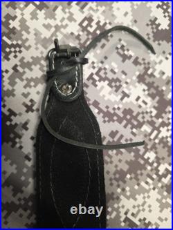 USA Tooled Black Leather White Stitched Whitetail Buck Suede Backed Rifle Sling