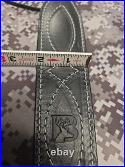 USA Tooled Black Leather White Stitched Whitetail Buck Suede Backed Rifle Sling