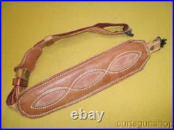 Unbranded Brown Leather Padded Rifle Sling 1 Inch with Swivels
