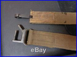Unknown Web Rifle Sling German Hardware Canvas and Leather Lateral Gate Swivel