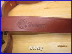 VINTAGE MINTY COND. SAVAGE MARKED, 1 WIDE LEATHER BUCKLE RIFLE SLING WithSWIVEL'S