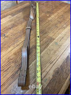 VINTAGE NOS Torel Padded Leather Gun Sling Rifle Strap Tooled Buck Deer 4748