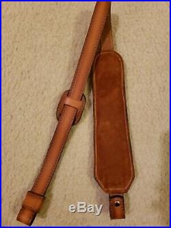 VINTAGE TOREL PADDED TOP GRAIN COWHIDE LEATHER RIFLE SLING #4750 WithWhitetail