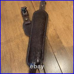 VTG 1982 Stalker Lizard Print Leather Padded Shoulder Rifle Sling Burgundy Brown