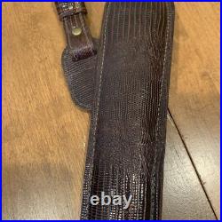 VTG 1982 Stalker Lizard Print Leather Padded Shoulder Rifle Sling Burgundy Brown