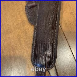 VTG 1982 Stalker Lizard Print Leather Padded Shoulder Rifle Sling Burgundy Brown