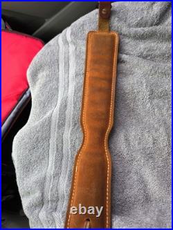 VTG Hunter Rifle Padded Sling Buck Deer Acorn Pattern Tooled Leather Adjustable