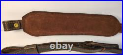 VTG Hunters Stitched Tooled Leather White Tail Buck Suede Padded Rifle Sling