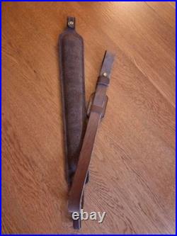 VTG Pathfinder CB377P Deer Embossed Padded Leather Rifle Sling Strap USA Made