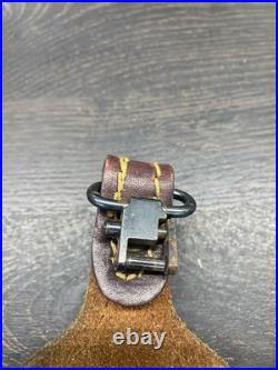 VTG STITCHED TOOLED WHITETAIL DEER BUCK LEATHER RIFLE PADDED SLING WithSWIVELS