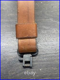 VTG STITCHED TOOLED WHITETAIL DEER BUCK LEATHER RIFLE PADDED SLING WithSWIVELS