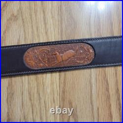 VTG TOREL STITCHED TOOLED WHITETAIL DEER BUCK LEATHER RIFLE SLING WithSWIVELS 4832