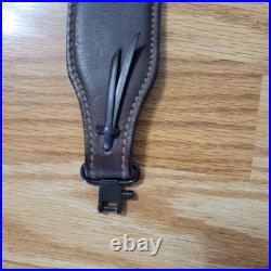 VTG TOREL STITCHED TOOLED WHITETAIL DEER BUCK LEATHER RIFLE SLING WithSWIVELS 4832