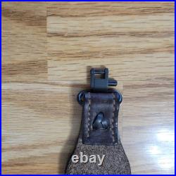VTG TOREL STITCHED TOOLED WHITETAIL DEER BUCK LEATHER RIFLE SLING WithSWIVELS 4832
