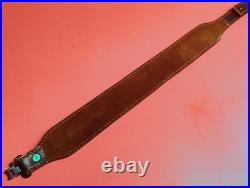 VTG Tooled Leather Sling 5pt Buck Deer Oak Tree Embossed Suede Bac fit Remington
