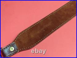 VTG Tooled Leather Sling 5pt Buck Deer Oak Tree Embossed Suede Bac fit Remington