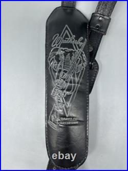 VTG Weatherby Black Leather Shotgun Sling Symbol of Superiority Elephant Carters
