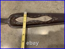 VTG Winchester Snake Skin & Leather Rifle Sling Suede Backed Missing 1 Rivet