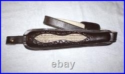 VTG Winchester Stitched Weave Snake Skin Insert Leather Rifle Sling Suede Back