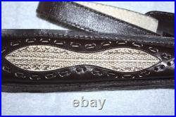 VTG Winchester Stitched Weave Snake Skin Insert Leather Rifle Sling Suede Back