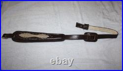 VTG Winchester Stitched Weave Snake Skin Insert Leather Rifle Sling Suede Back