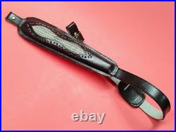 VTG Winchester Stitched Weave Snake Skin Insert Leather Rifle Sling Suede Backed