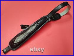 VTG Winchester Stitched Weave Snake Skin Insert Leather Rifle Sling Suede Backed