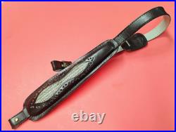VTG Winchester Stitched Weave Snake Skin Insert Leather Rifle Sling Suede Backed