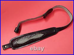 VTG Winchester Stitched Weave Snake Skin Insert Leather Rifle Sling Suede Backed