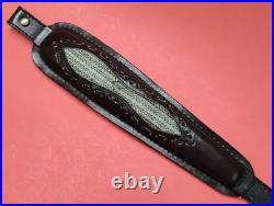 VTG Winchester Stitched Weave Snake Skin Insert Leather Rifle Sling Suede Backed