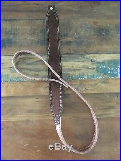 Vintage 1970's Suede Lined Leather Adjustable Dark Brown Rifle sling