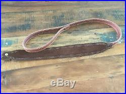 Vintage 1970's Suede Lined Leather Adjustable Dark Brown Rifle sling