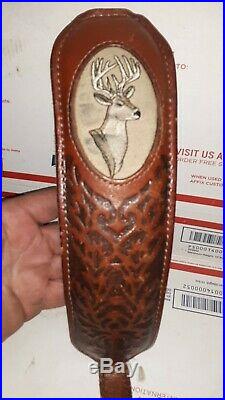 Vintage AA & E Embossed Padded Sling Whitetail Top Grain Cowhide 1045 withSwivels