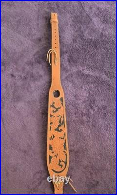 Vintage Bianchi Cobra Grande #74 Tooled Sheep Backed Leather Rifle Sling