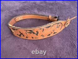 Vintage Bianchi Cobra Grande #74 Tooled Sheep Backed Leather Rifle Sling
