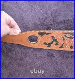 Vintage Bianchi Cobra Grande #74 Tooled Sheep Backed Leather Rifle Sling