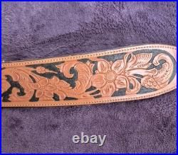 Vintage Bianchi Cobra Grande #74 Tooled Sheep Backed Leather Rifle Sling
