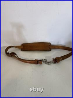 Vintage Bianchi White Double Stitched Tooled Sheep Backed Leather Rifle Sling