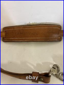 Vintage Bianchi White Double Stitched Tooled Sheep Backed Leather Rifle Sling