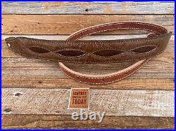 Vintage Brown Leather Padded Figure Eight Stitched Decorative Rifle Sling