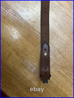 Vintage Bucheimer Brown Leather Rifle Sling # A-77W With Swivels