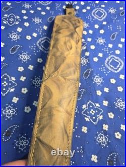 Vintage Camo Padded Pathfinder Leather Thumbhole Rifle Sling With Swivels